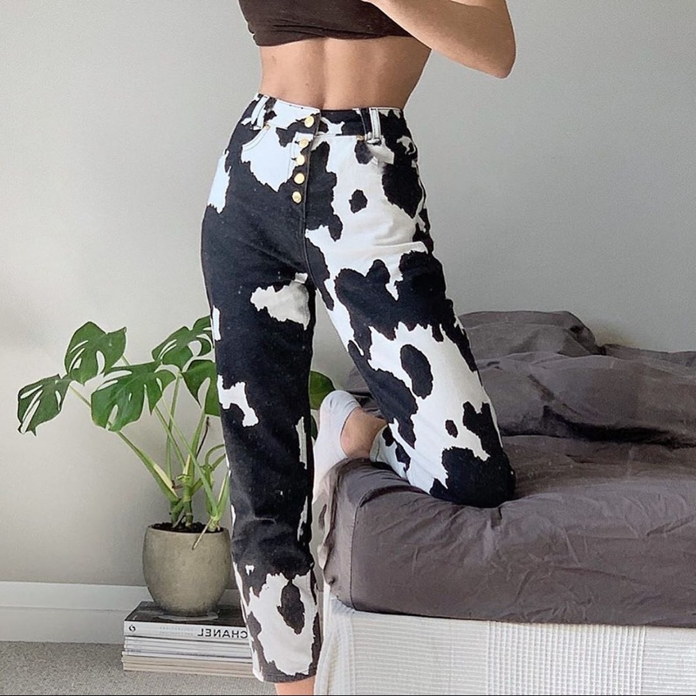House of Sunny Jessie Cow Print Jeans